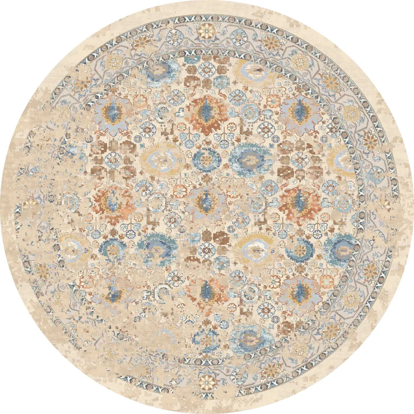 Tapete redondo - Oakley (bege/azul)