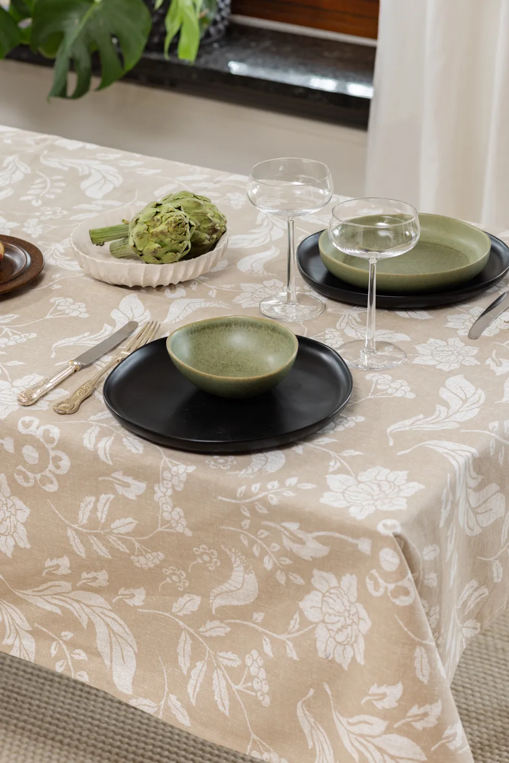 Toalha de mesa de algodão Onni (bege)