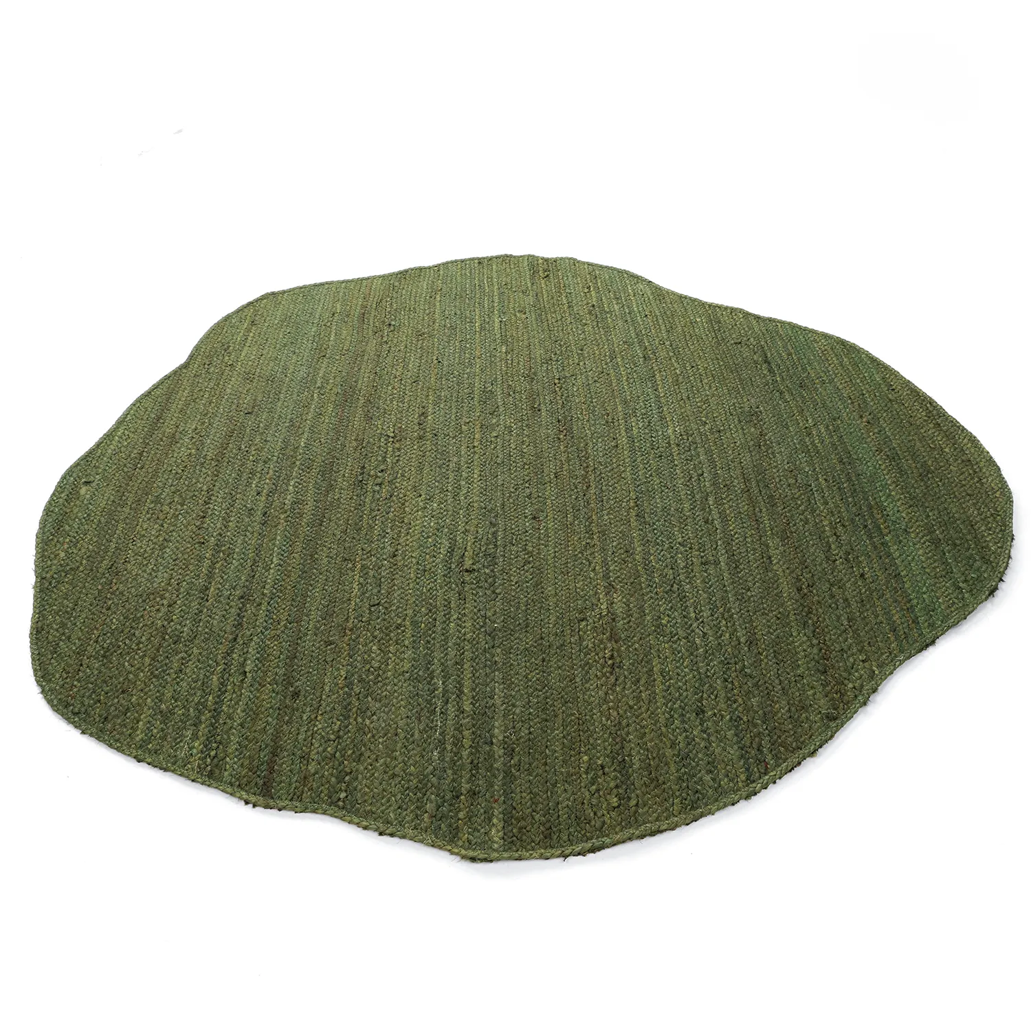 Tapete redondo irregular de juta - San Francisco (verde militar)