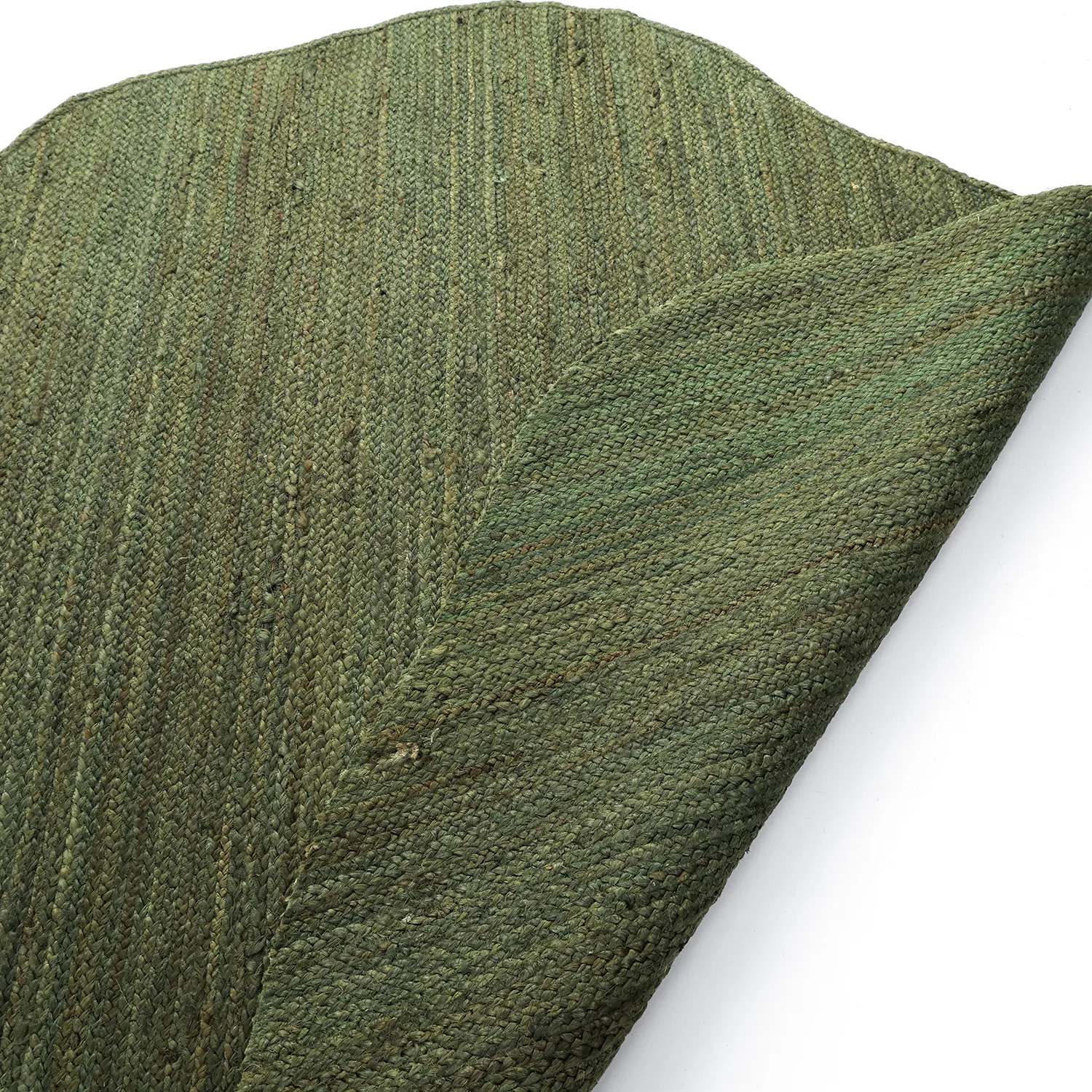 Tapete redondo irregular de juta - San Francisco (verde militar)