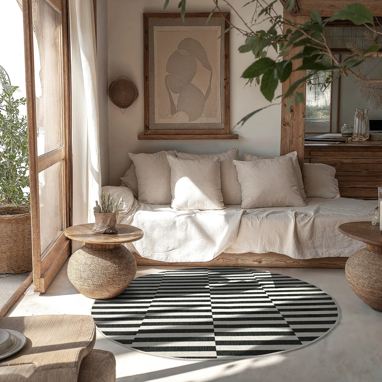 Tapete redondo - Indoor/Outdoor Otto (preto)