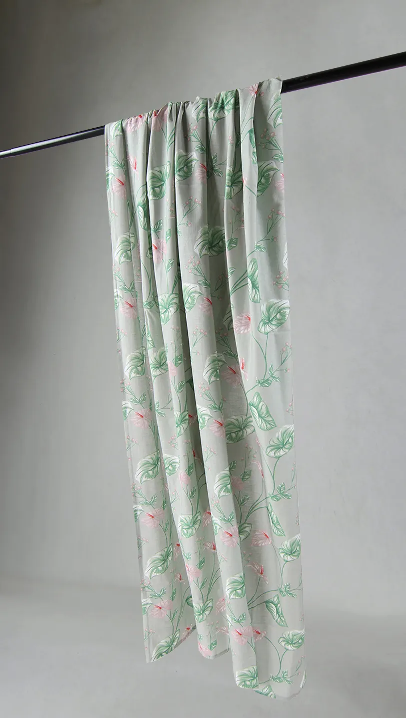 Cortinas - Cortina de algodão Adella (verde/roxo)