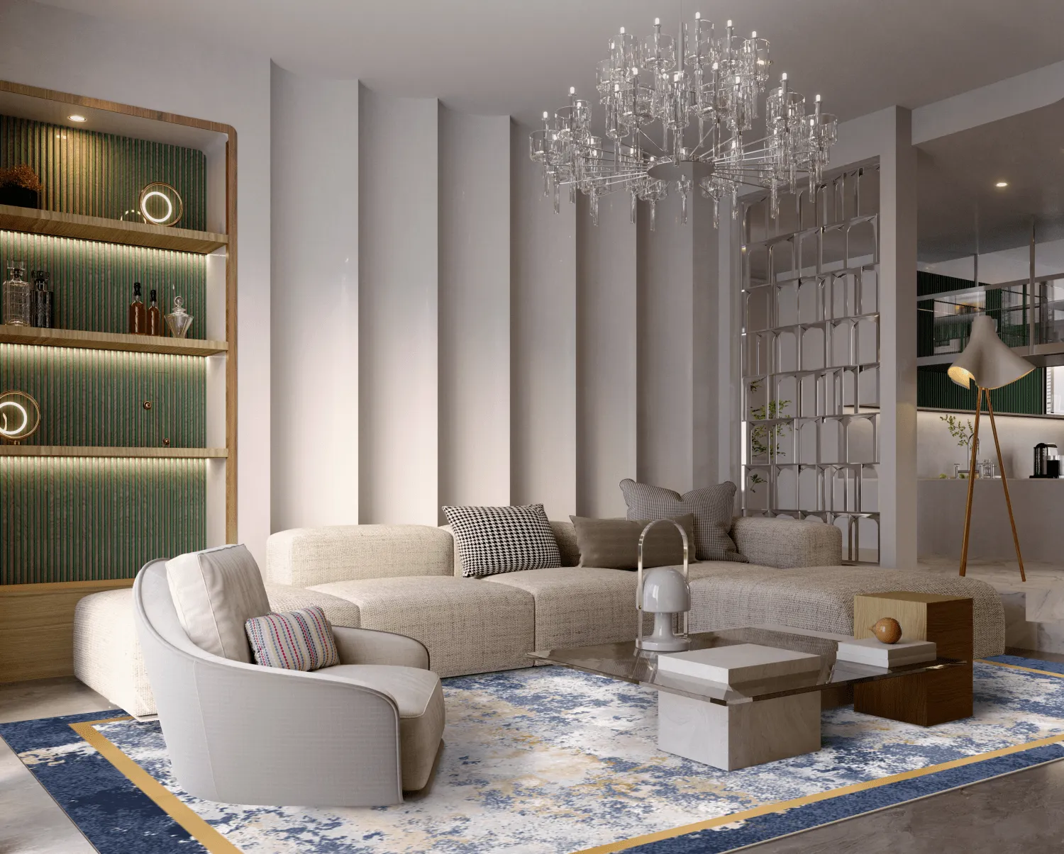 Tapete Wilton - Peri (azul/multicolorido)