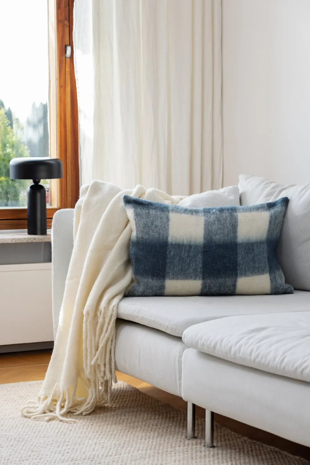 Capa de Almofada em Mistura de Lã - Phoebe (azul)