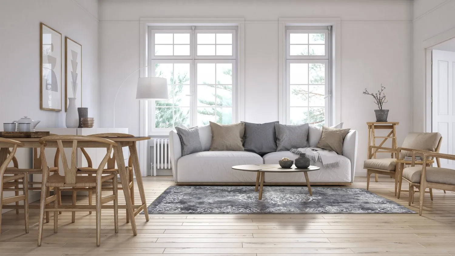 Tapete Wilton - Santi (cinza escuro/branco)