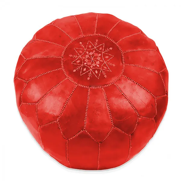 Pufe - Couro Marroquino (vermelho)