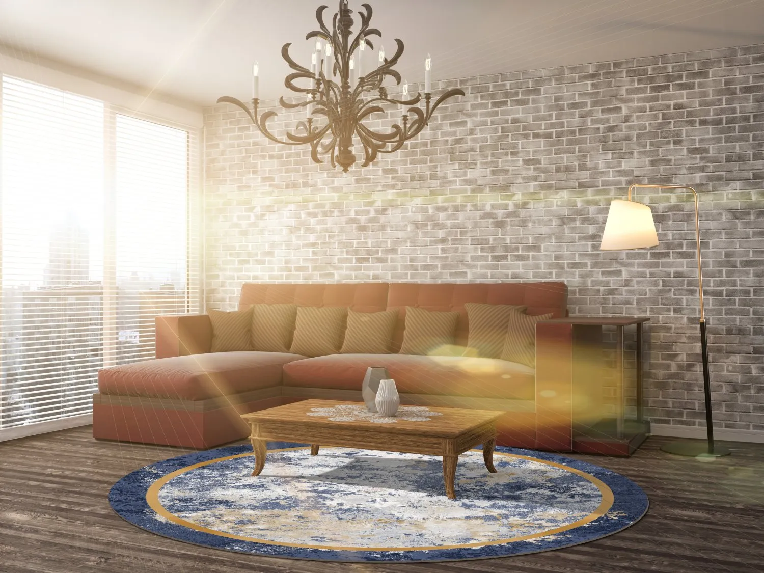 Tapete redondo - Peri (azul/multicolorido)