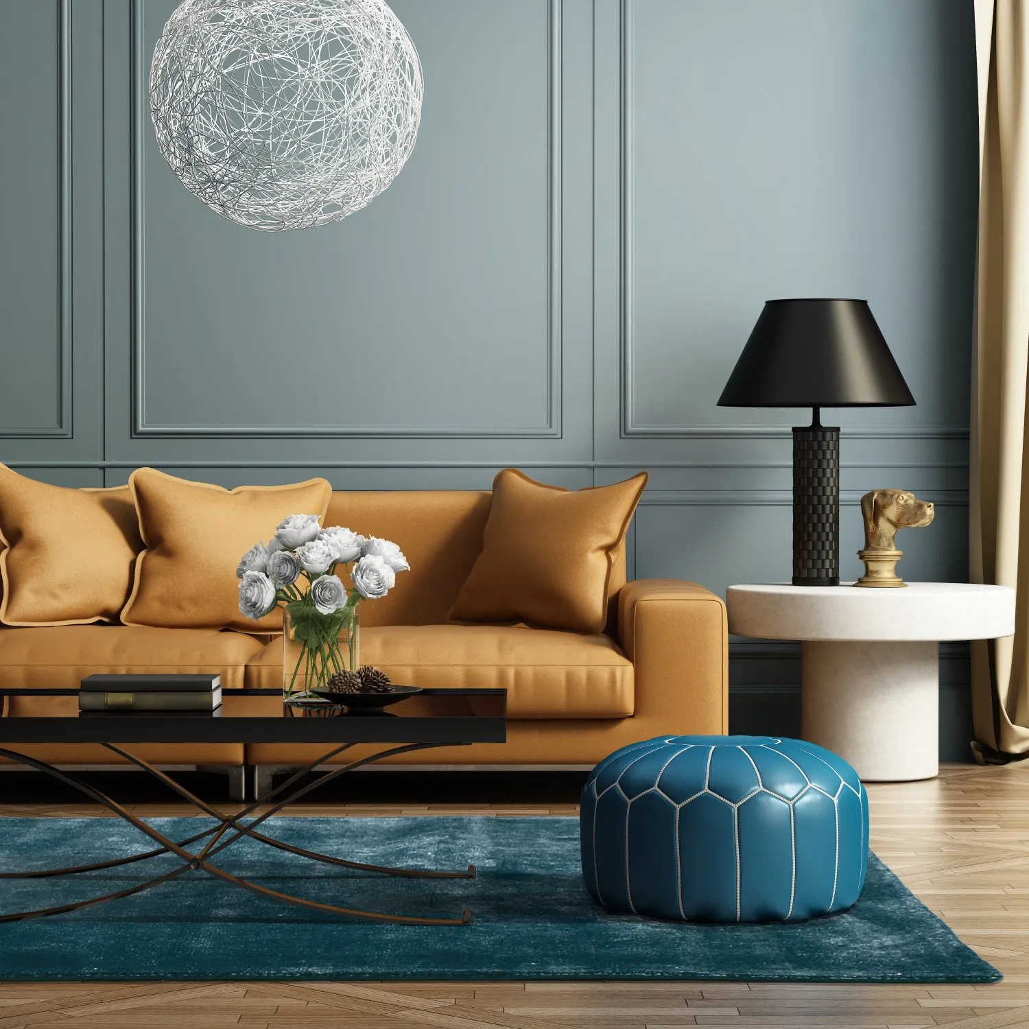 Recycled PET with viscose look (azul aço)