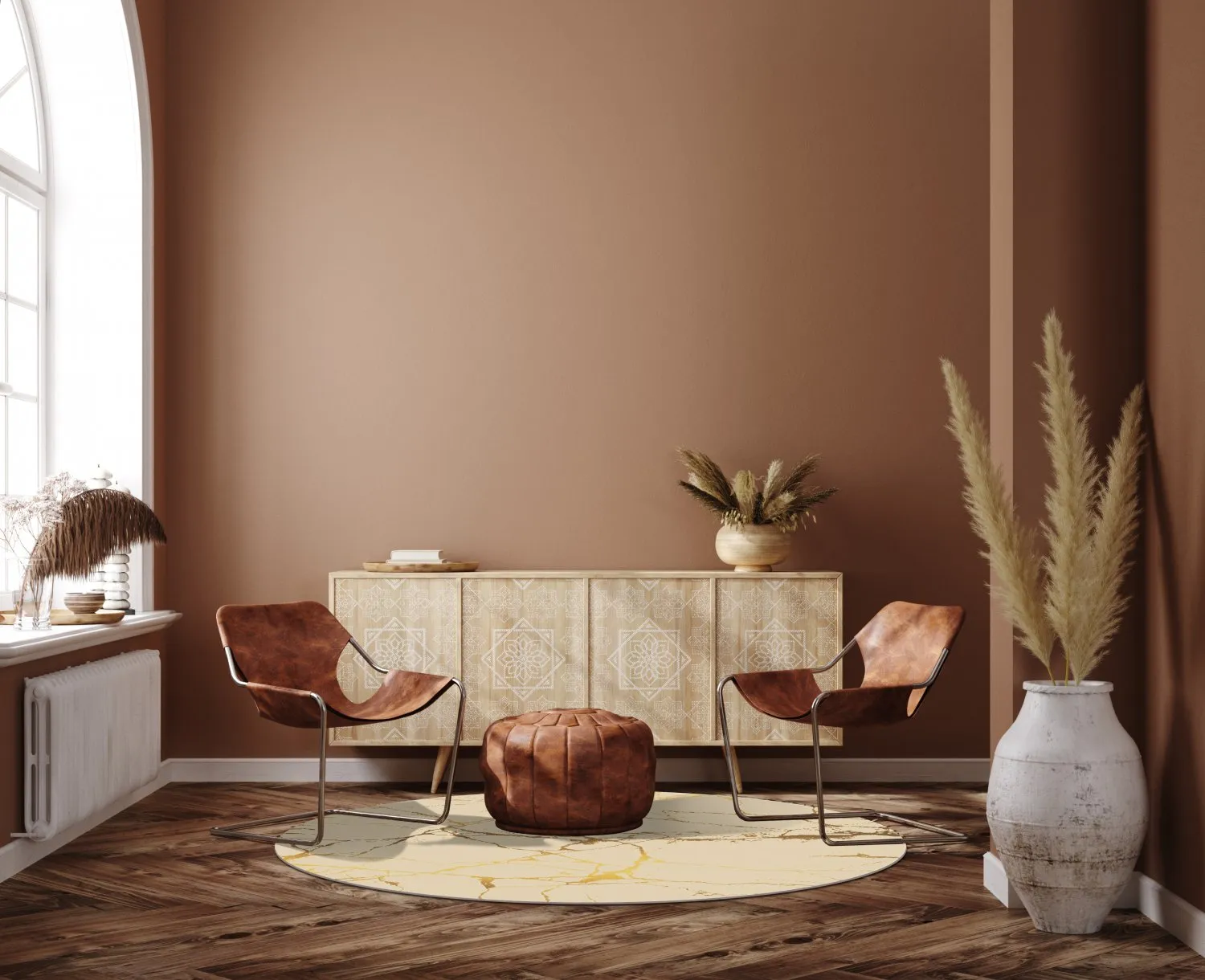 Tapete redondo - Vieste (bege/dourado)