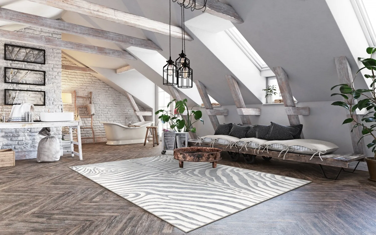 Tapete Wilton - Zebra (branco/cinzento)