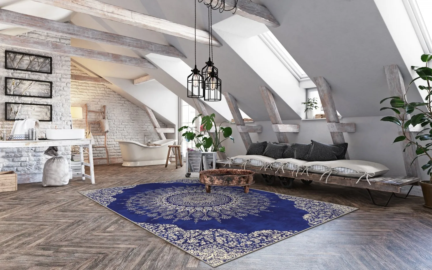 Tapete Wilton - Sandrigo (azul/bege)