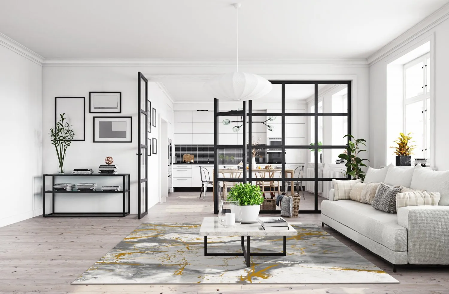 Tapete Wilton - Mermer (cinza/branco/dourado)