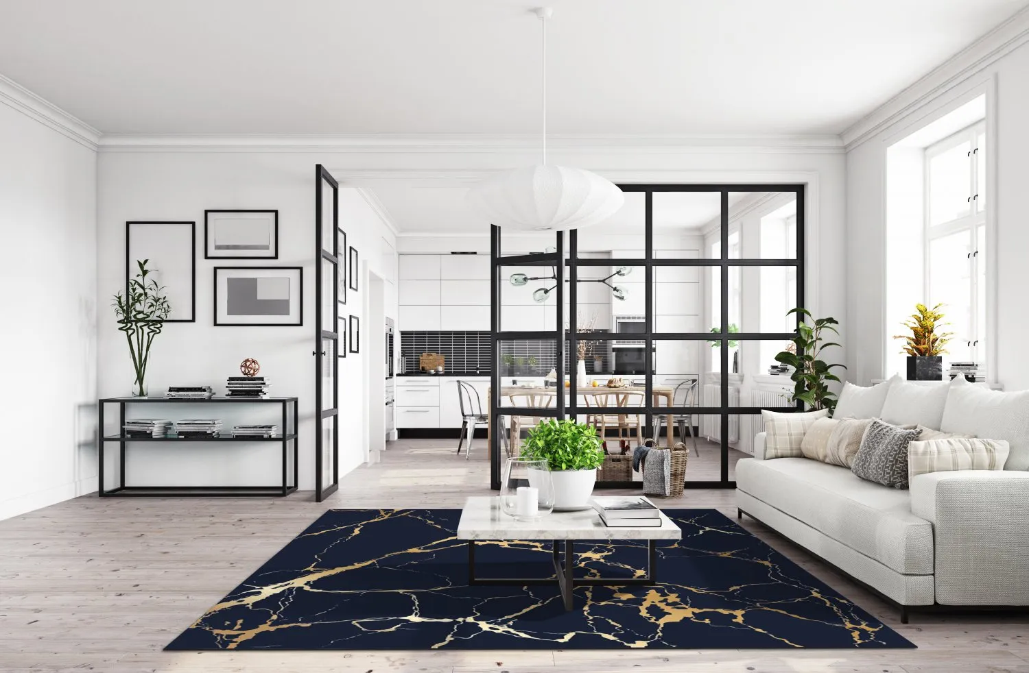 Tapete Wilton - Cesina (preto/dourado)