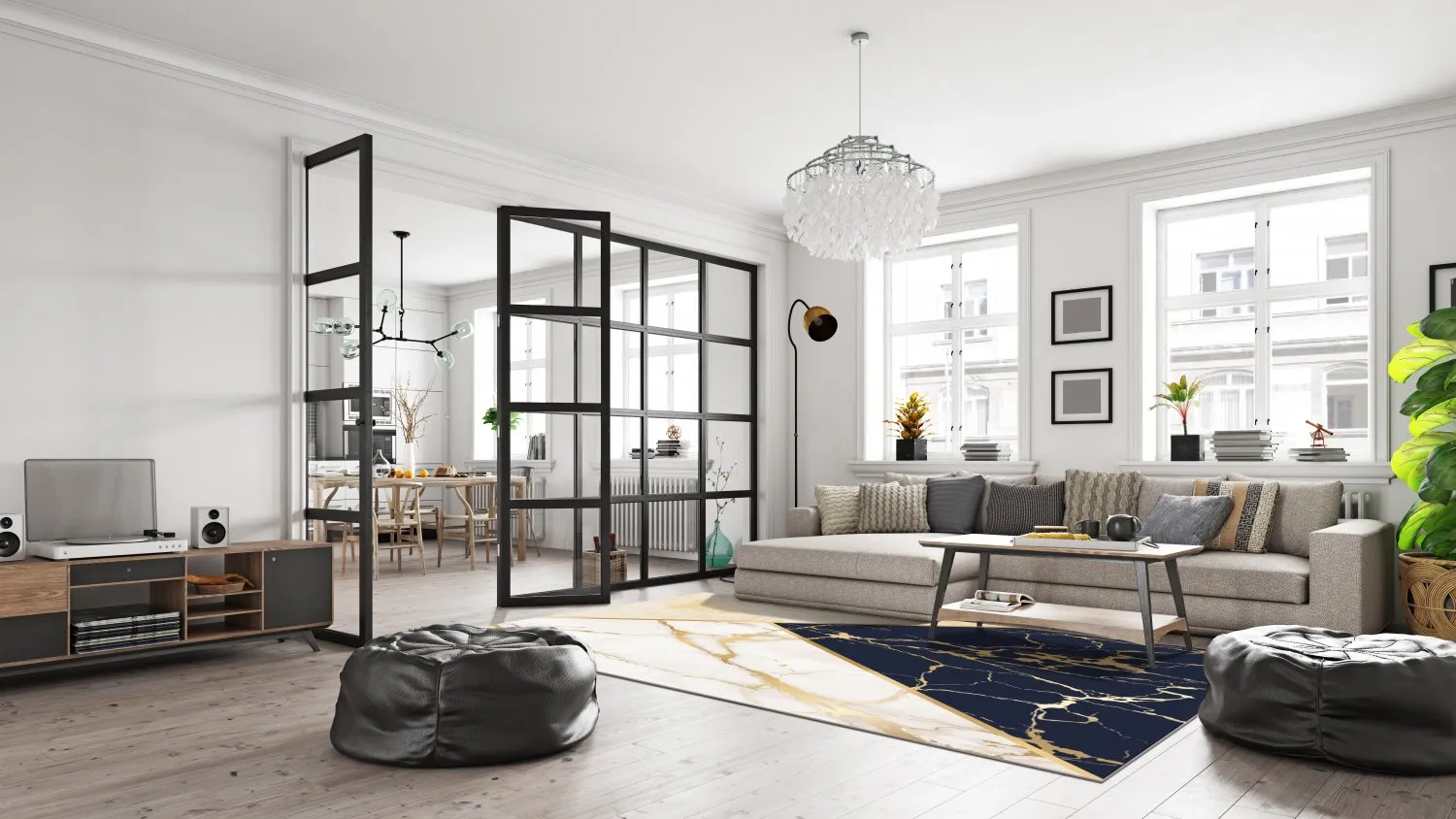 Tapete Wilton - Canelli (bege/branco/azul)