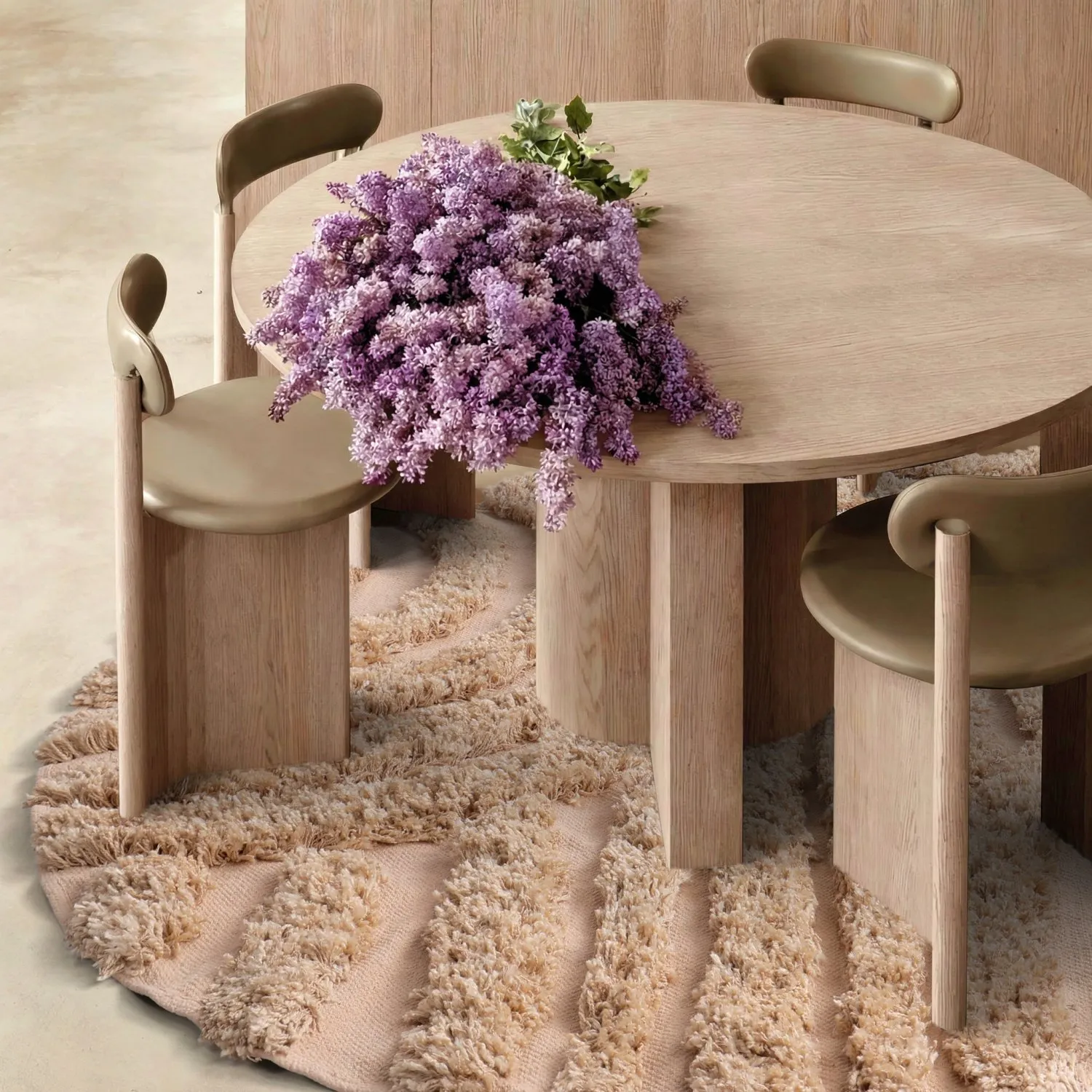 Tapete redondo - Cazorla Natural Cotton Shaggy (bege)