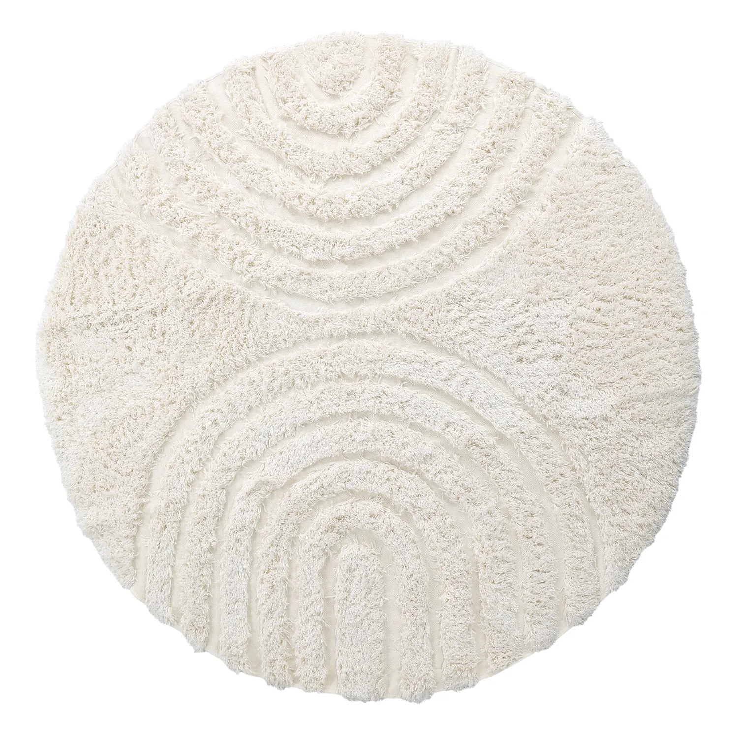 Tapete redondo - Lindos Natural Cotton Shaggy (branco)