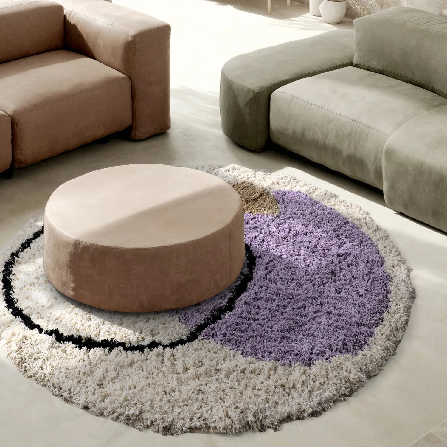 Tapete redondo - Londa Natural Cotton Shaggy (multi)