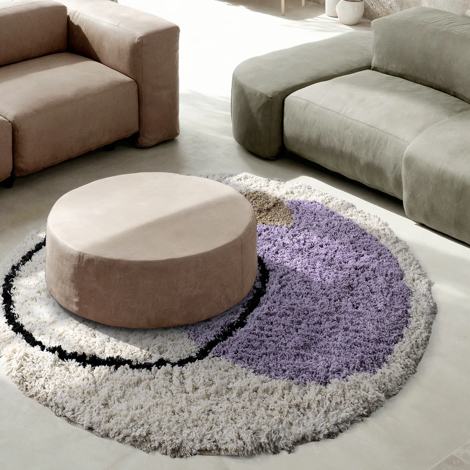 Tapete redondo - Naousa Natural Cotton Shaggy (multi)