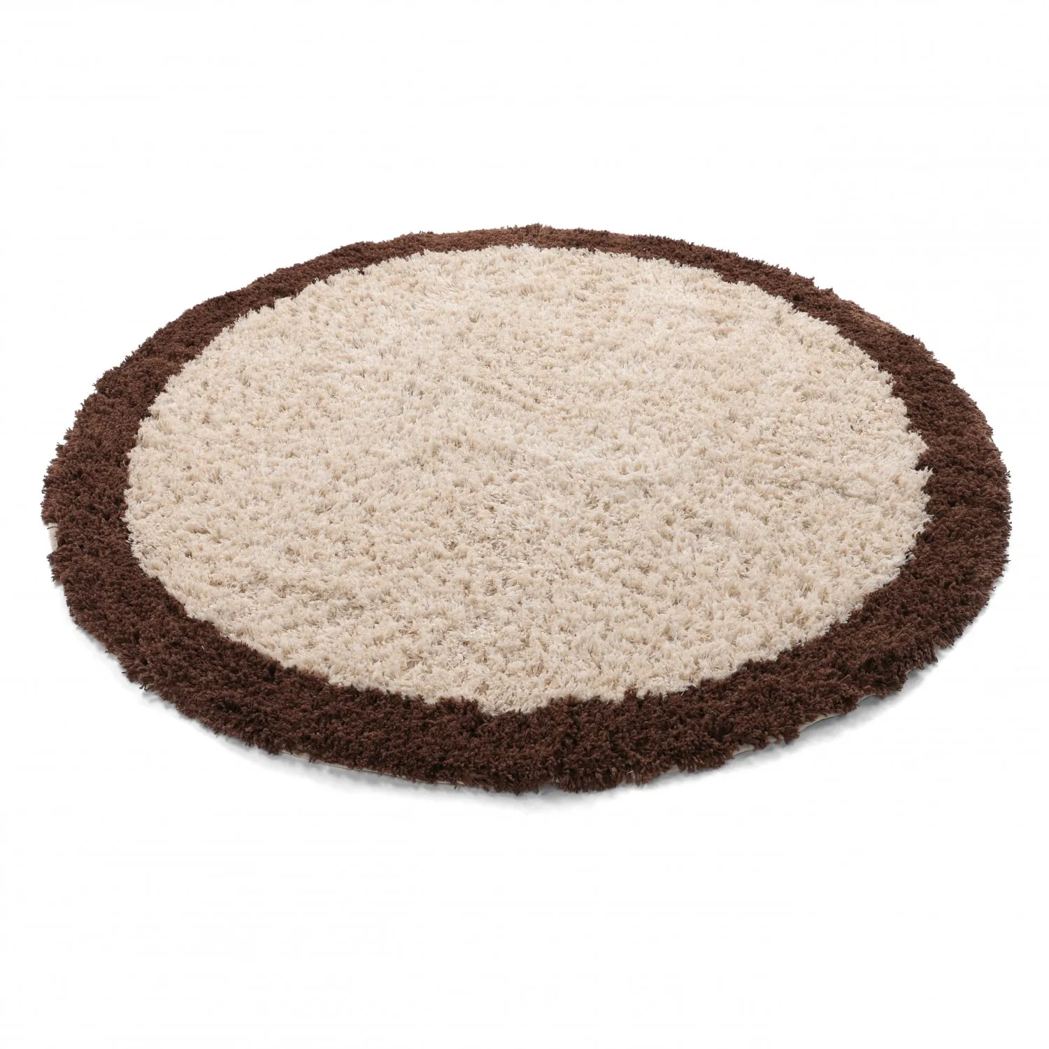 Tapete redondo - Sagres Natural Cotton Shaggy (branco sujo/castanho)