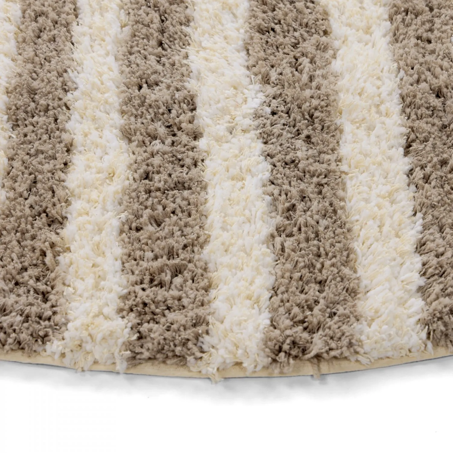 Tapete redondo - Thira Stripe Cotton Shaggy (creme/taupe)