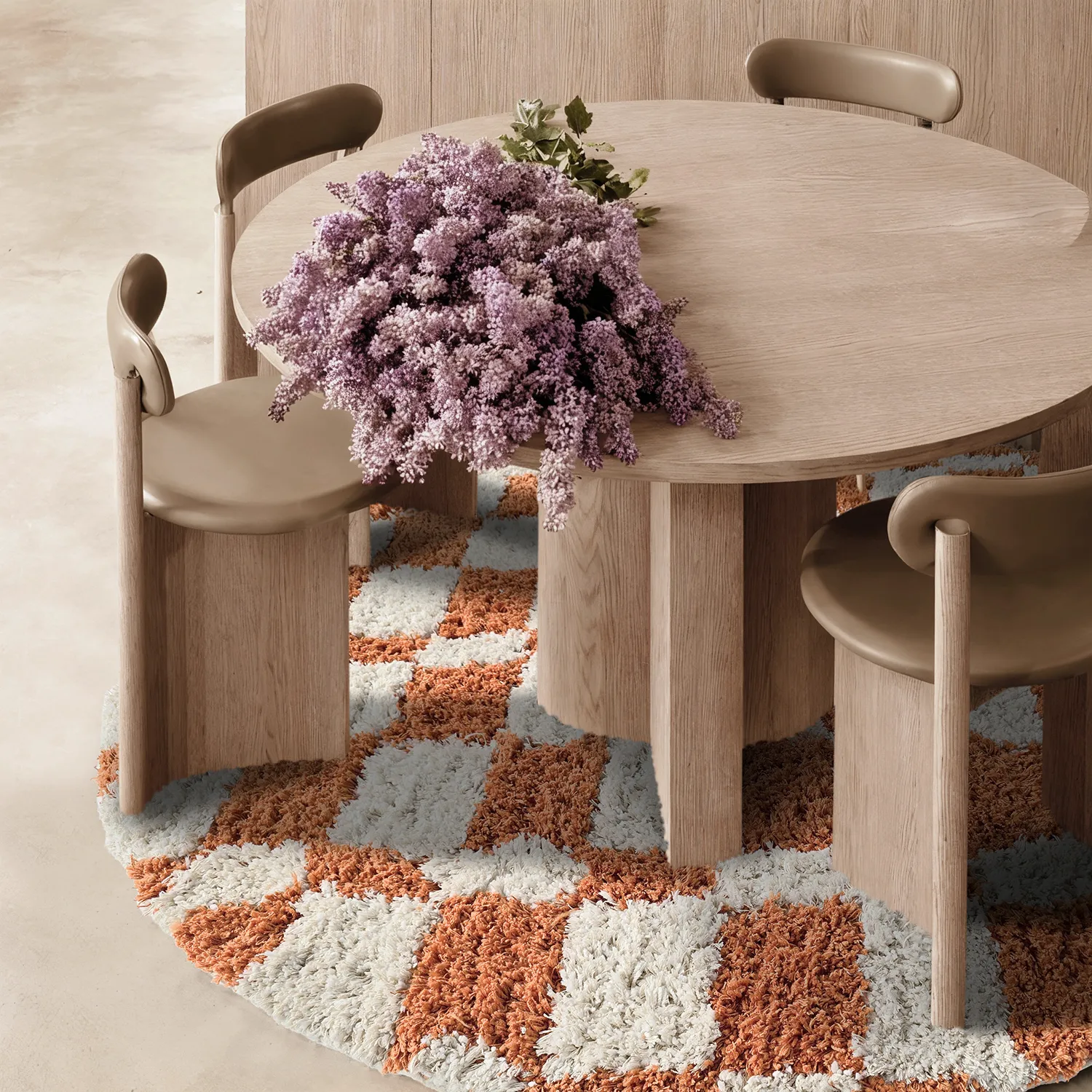 Tapete redondo - Atrani Natural Cotton Shaggy (laranja)