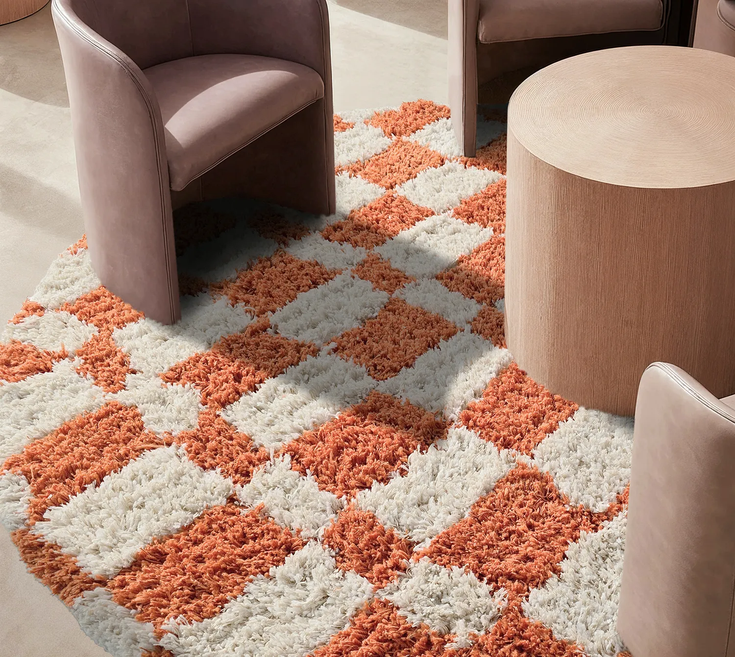 Tapete redondo - Atrani Natural Cotton Shaggy (laranja)