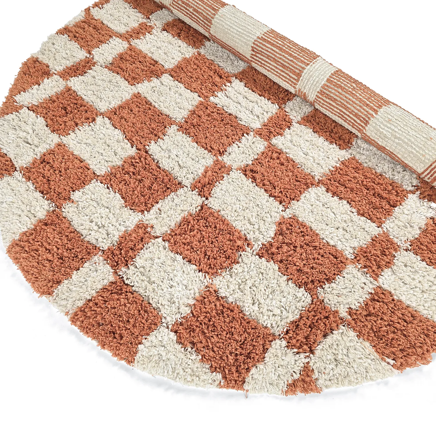 Tapete redondo - Atrani Natural Cotton Shaggy (laranja)