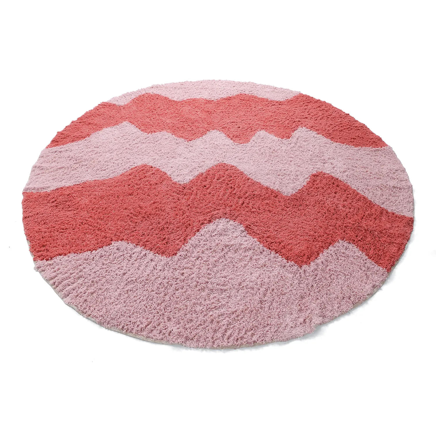 Tapete redondo - Amira Natural Cotton Shaggy (rosa/laranja)