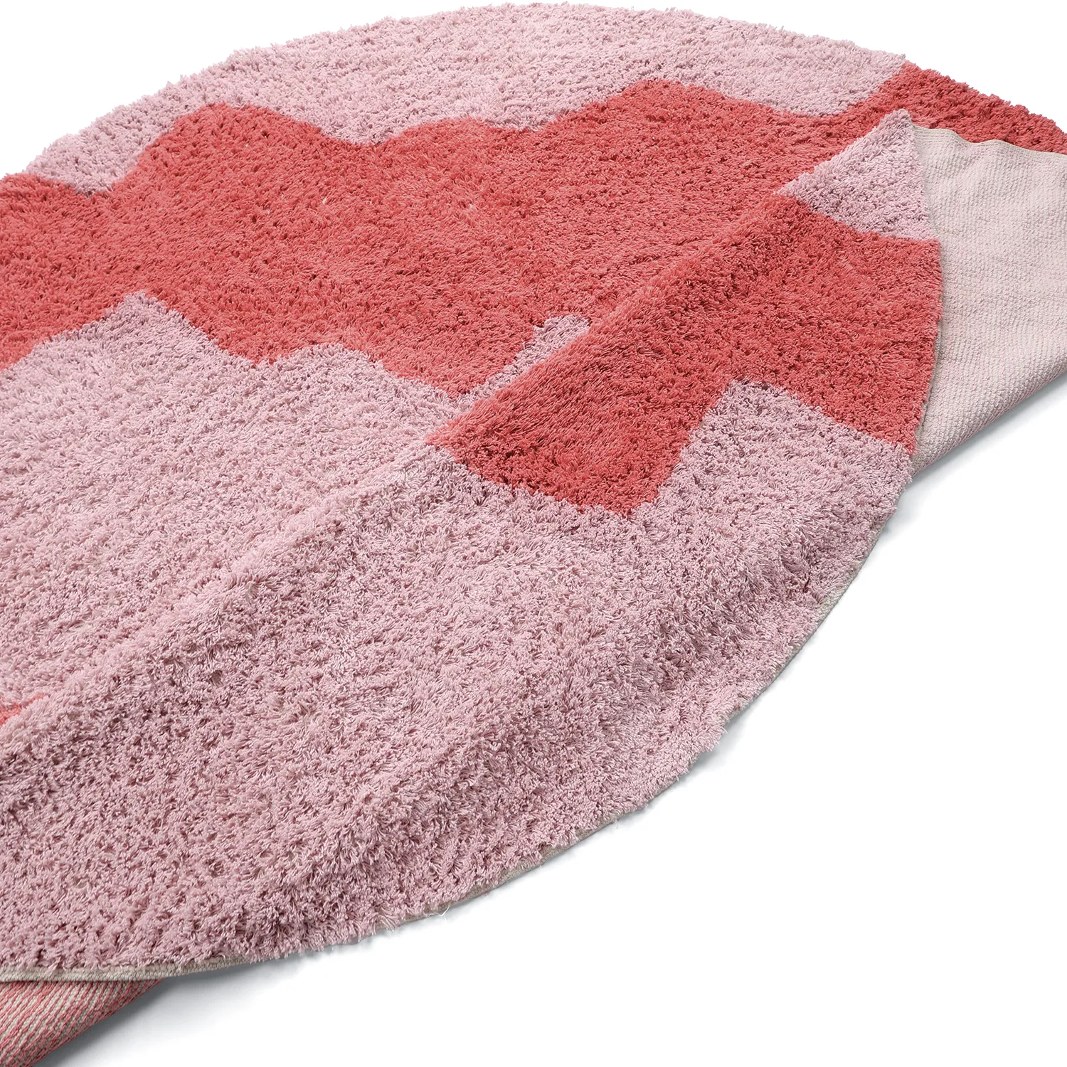Tapete redondo - Amira Natural Cotton Shaggy (rosa/laranja)