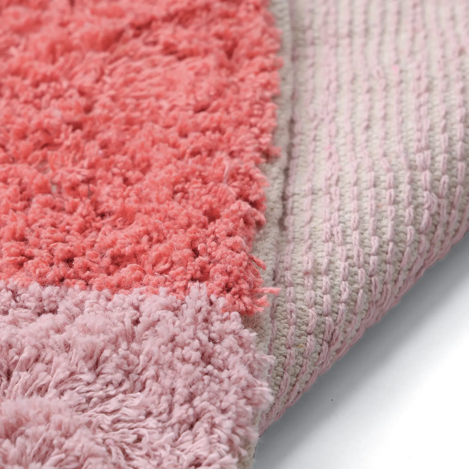 Tapete redondo - Amira Natural Cotton Shaggy (rosa/laranja)
