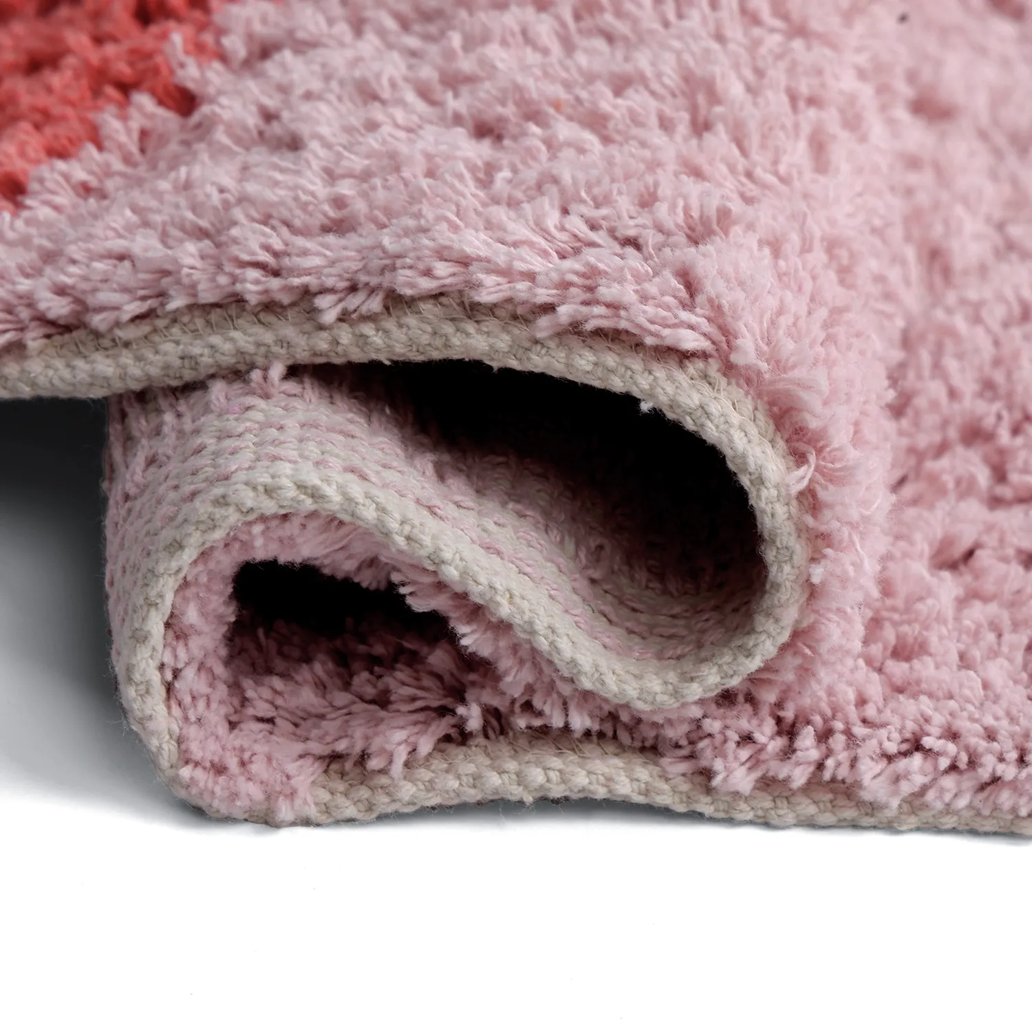 Tapete redondo - Amira Natural Cotton Shaggy (rosa/laranja)