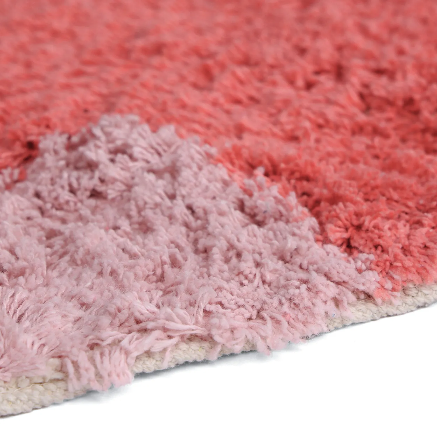 Tapete redondo - Amira Natural Cotton Shaggy (rosa/laranja)