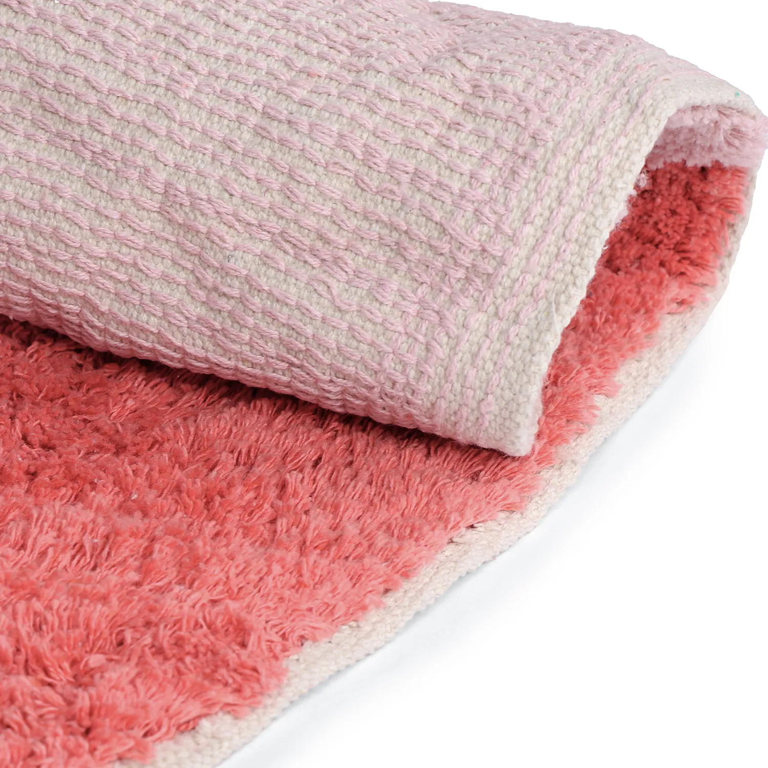 Tapete redondo - Amira Natural Cotton Shaggy (rosa/laranja)