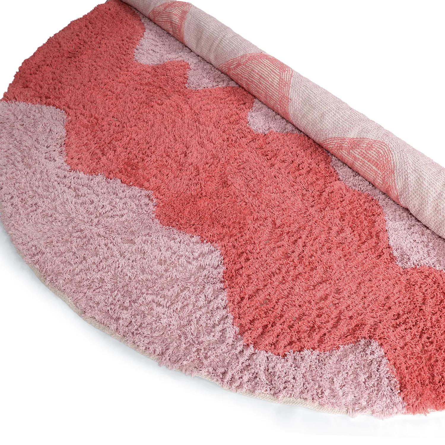Tapete redondo - Amira Natural Cotton Shaggy (rosa/laranja)
