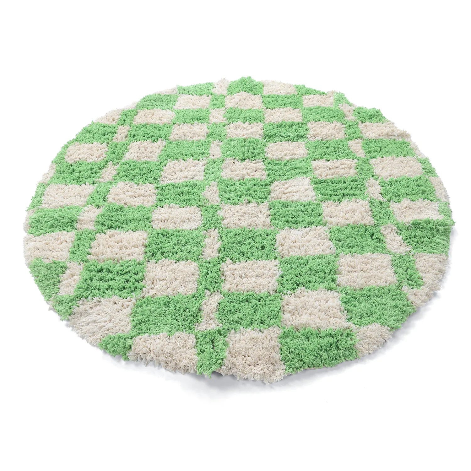 Tapete redondo - Atrani Natural Cotton Shaggy (verde)