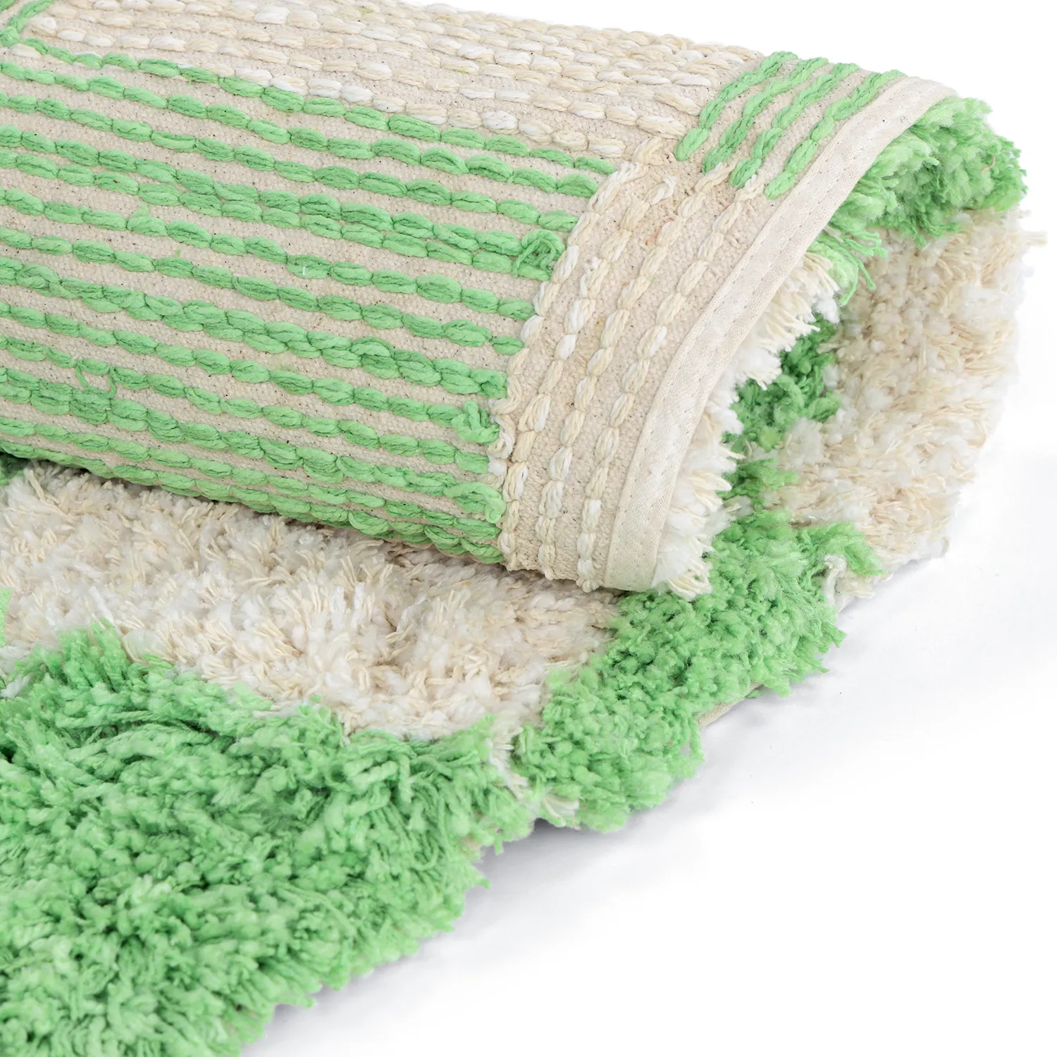 Tapete redondo - Atrani Natural Cotton Shaggy (verde)