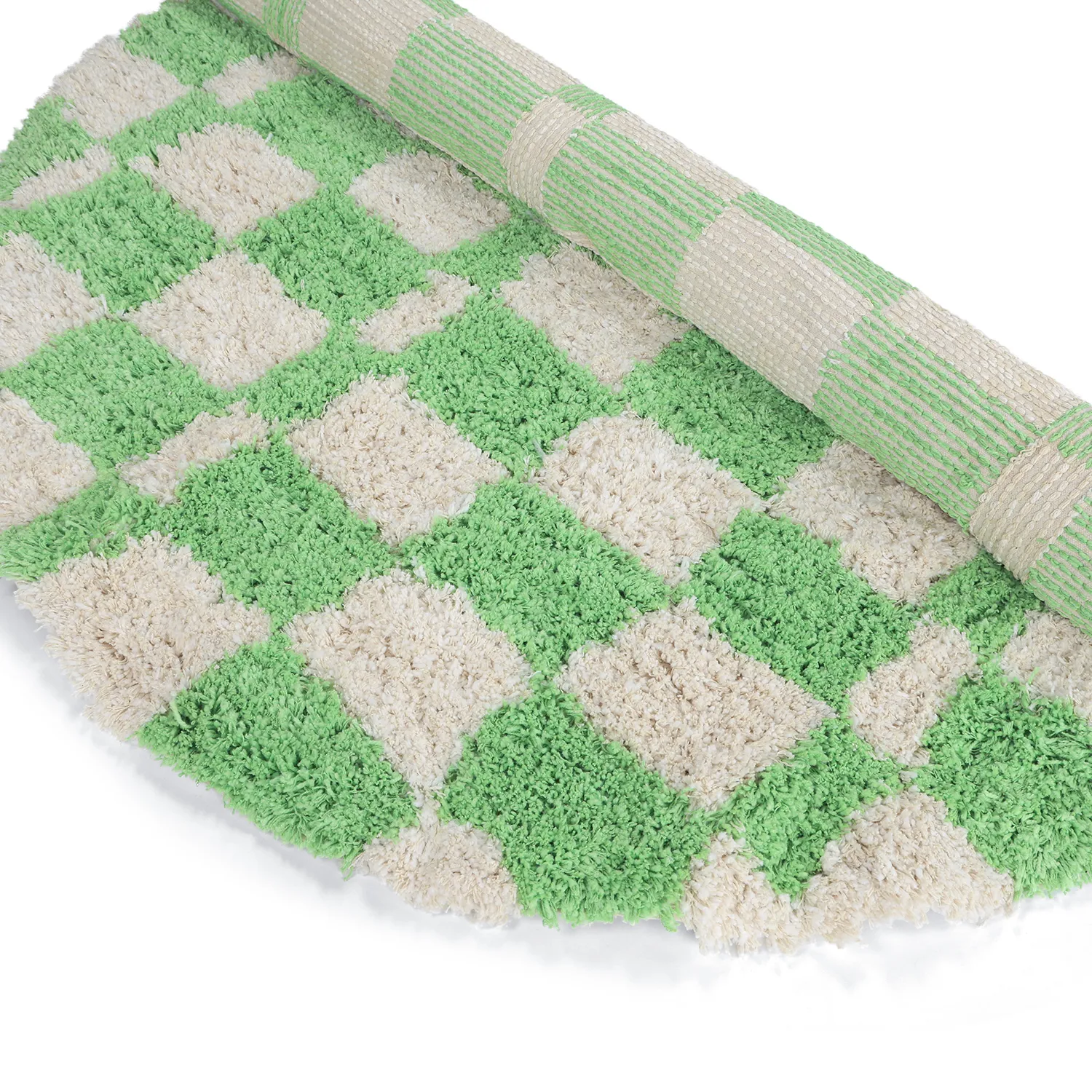 Tapete redondo - Atrani Natural Cotton Shaggy (verde)