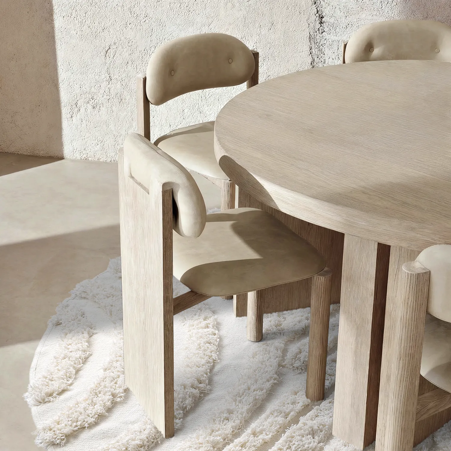 Tapete redondo - Cazorla Natural Cotton Shaggy (off white)