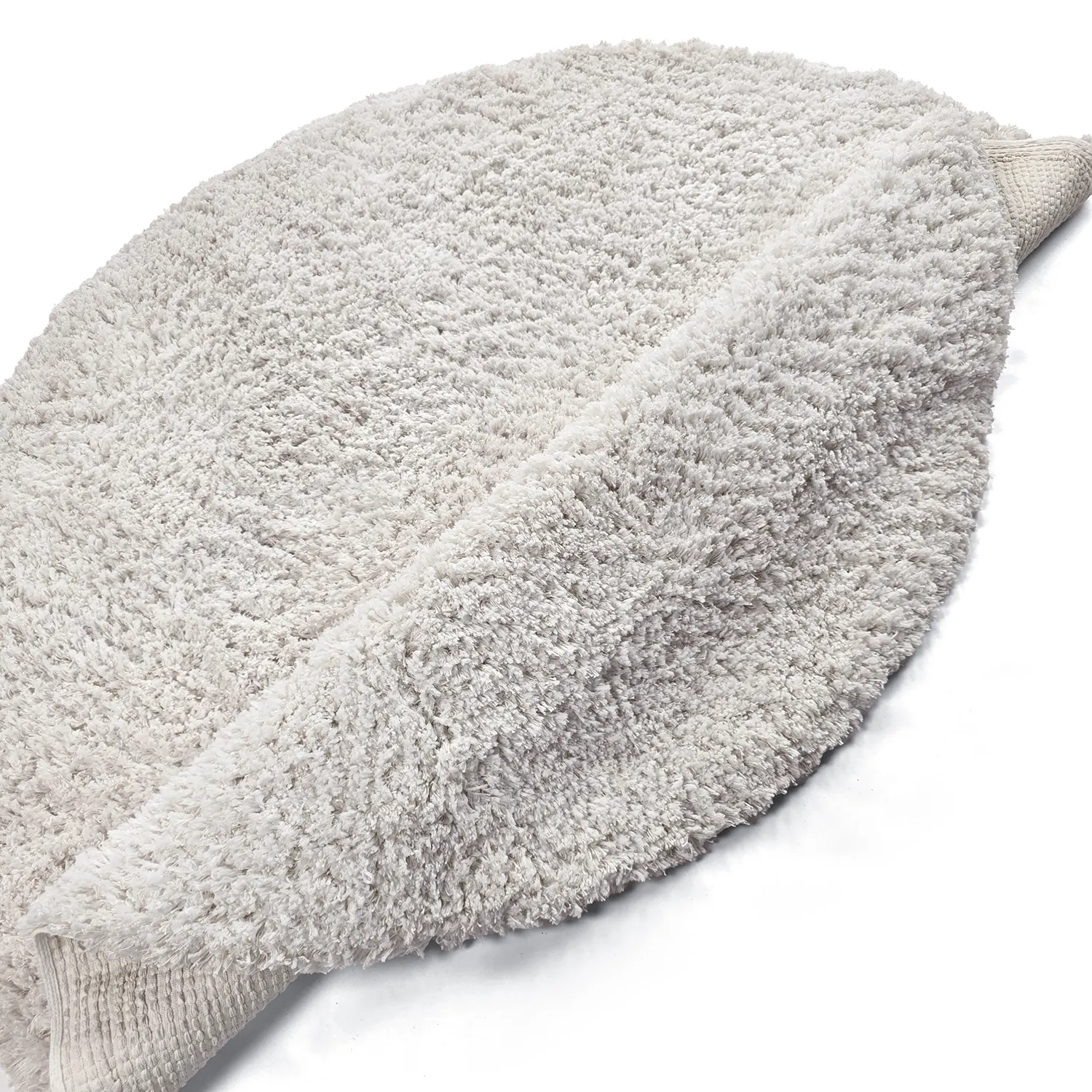 Tapete redondo - Combarro Solid Cotton Shaggy (creme)