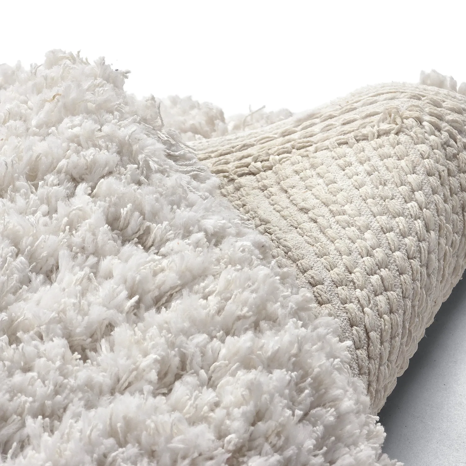 Tapete redondo - Combarro Solid Cotton Shaggy (creme)