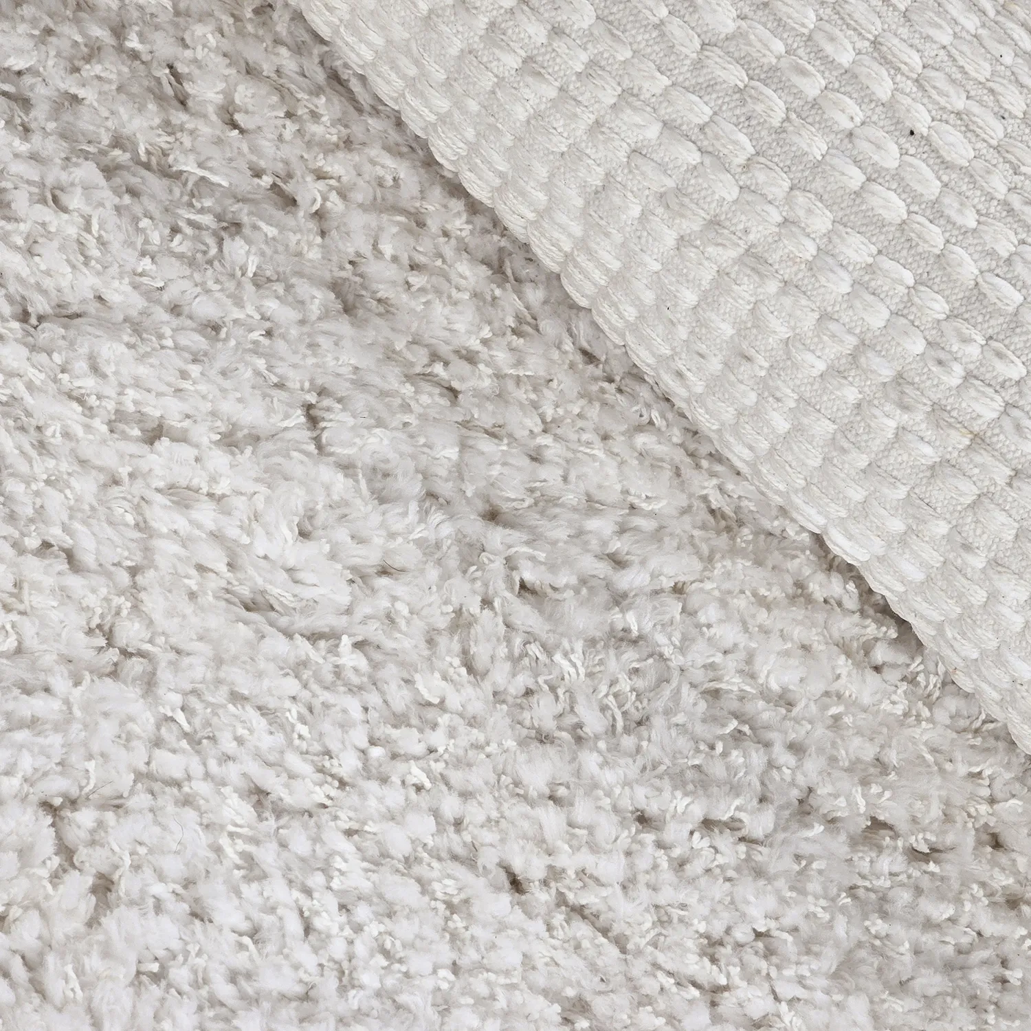 Tapete redondo - Combarro Solid Cotton Shaggy (creme)