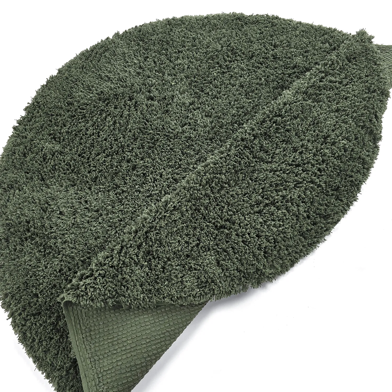 Tapete redondo - Combarro Solid Cotton Shaggy (verde)