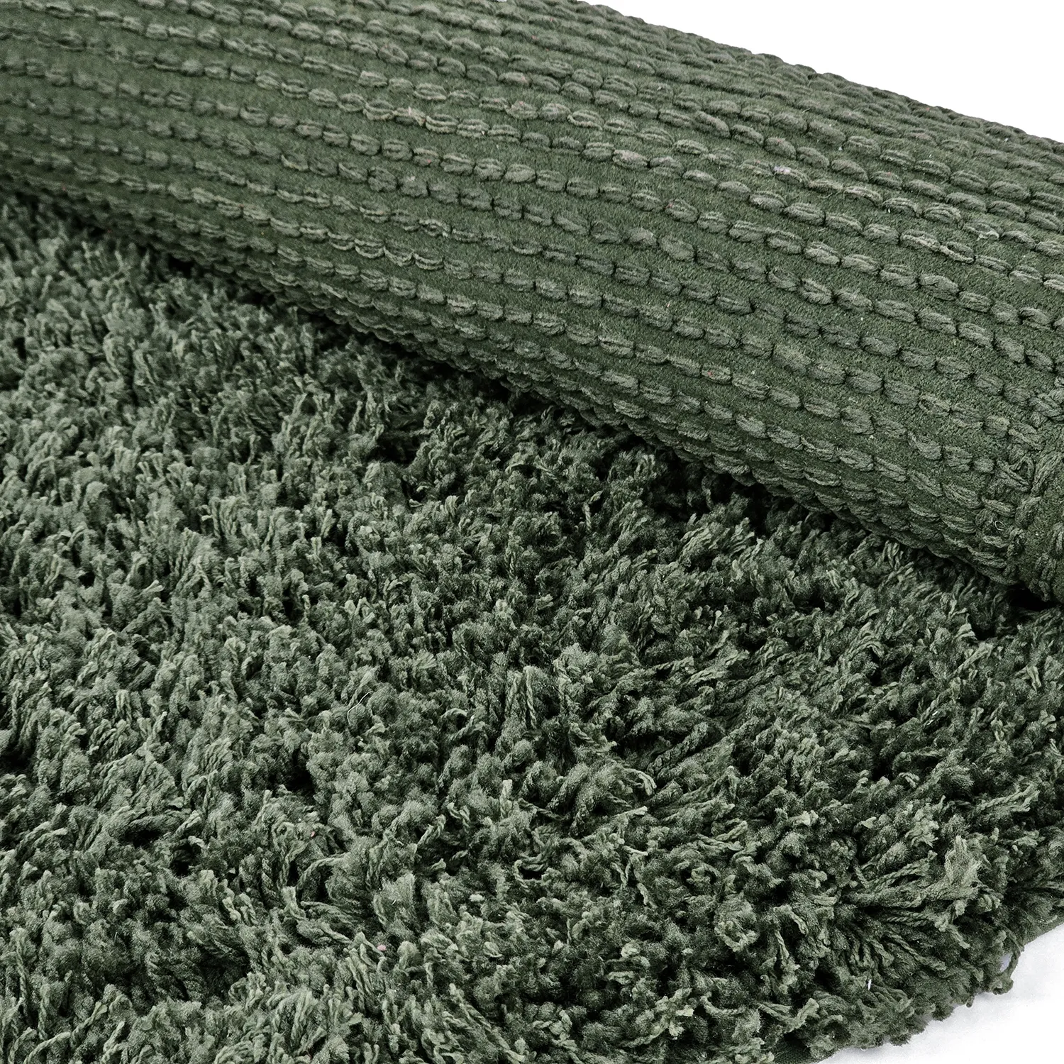 Tapete redondo - Combarro Solid Cotton Shaggy (verde)