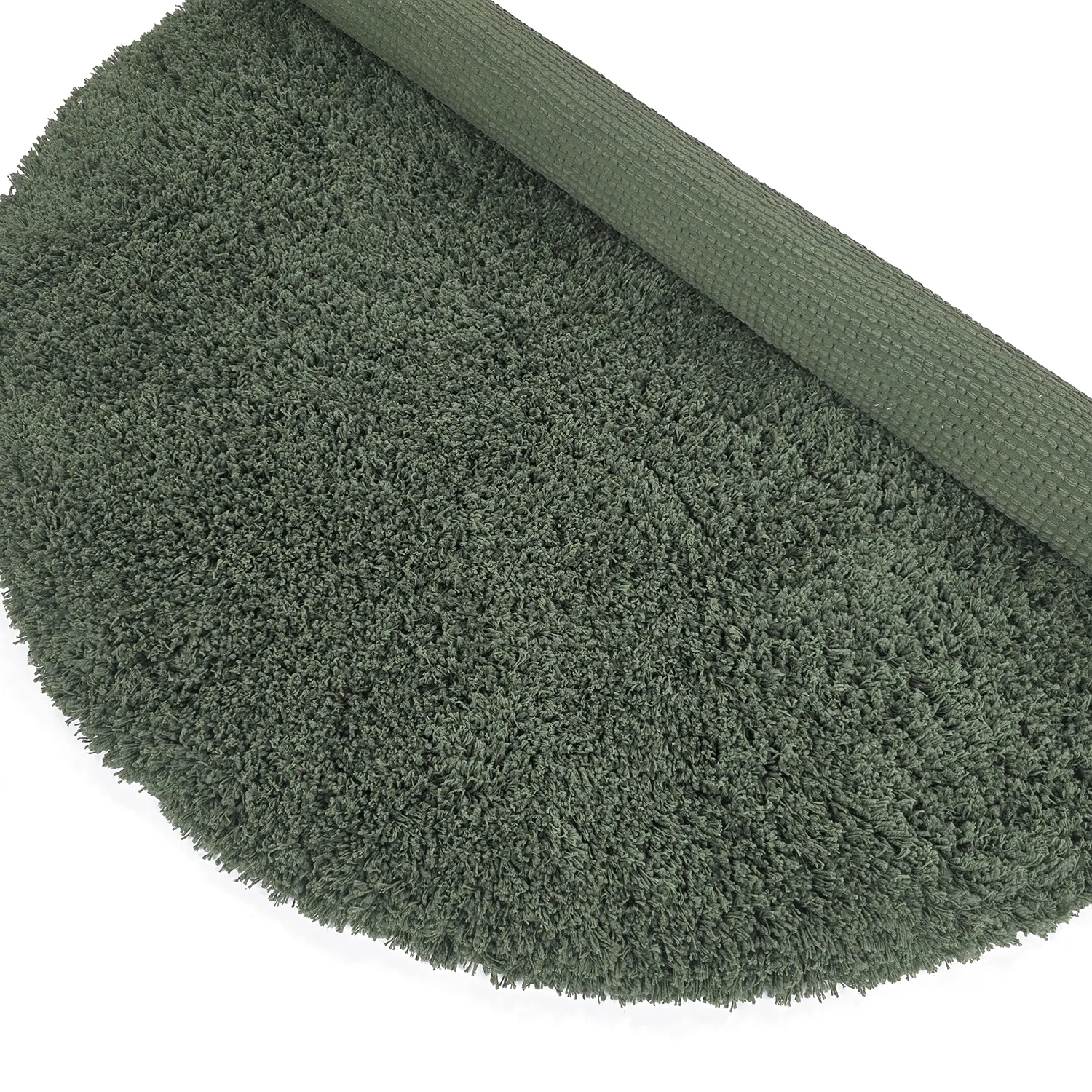 Tapete redondo - Combarro Solid Cotton Shaggy (verde)