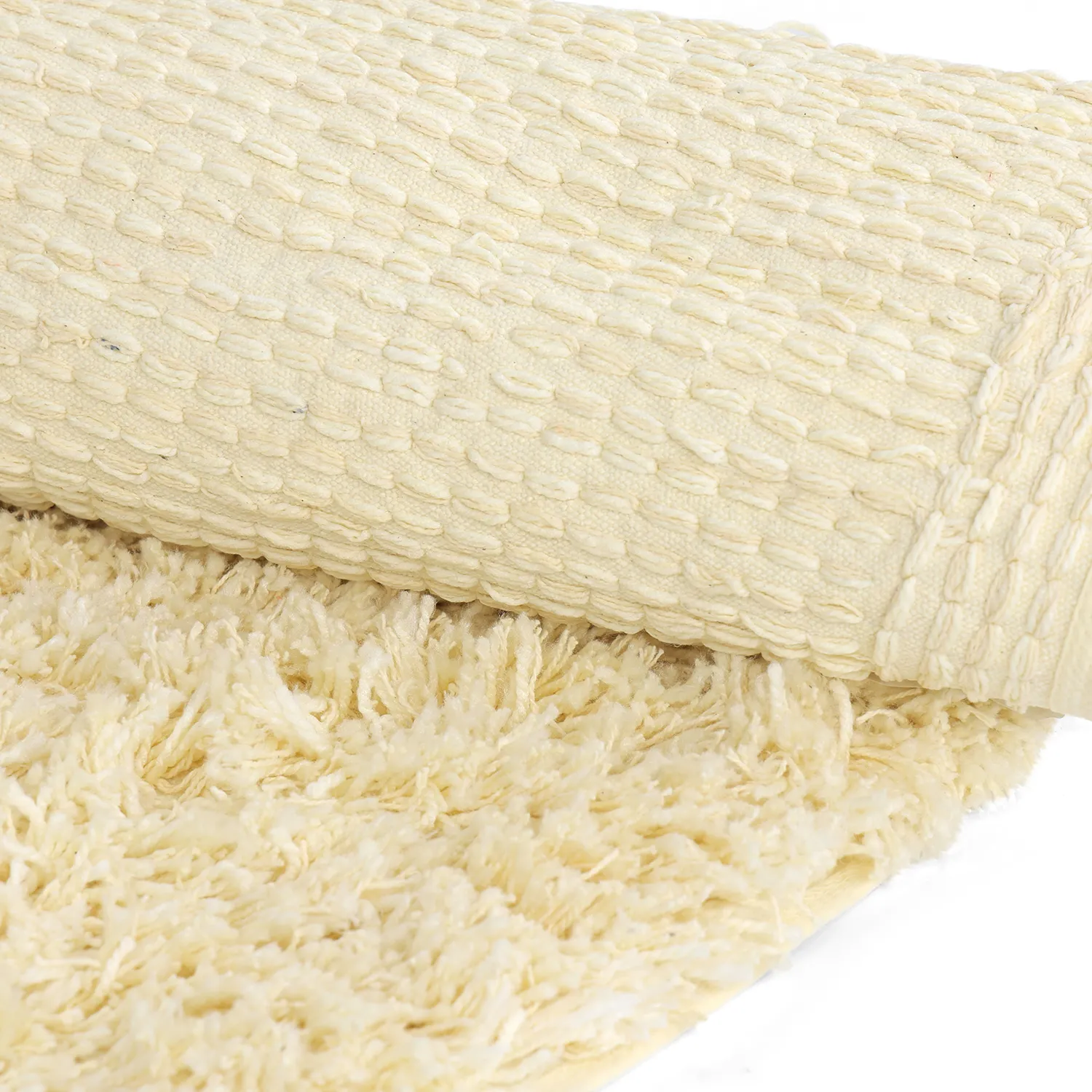Tapete redondo - Combarro Solid Cotton Shaggy (amarelo claro)