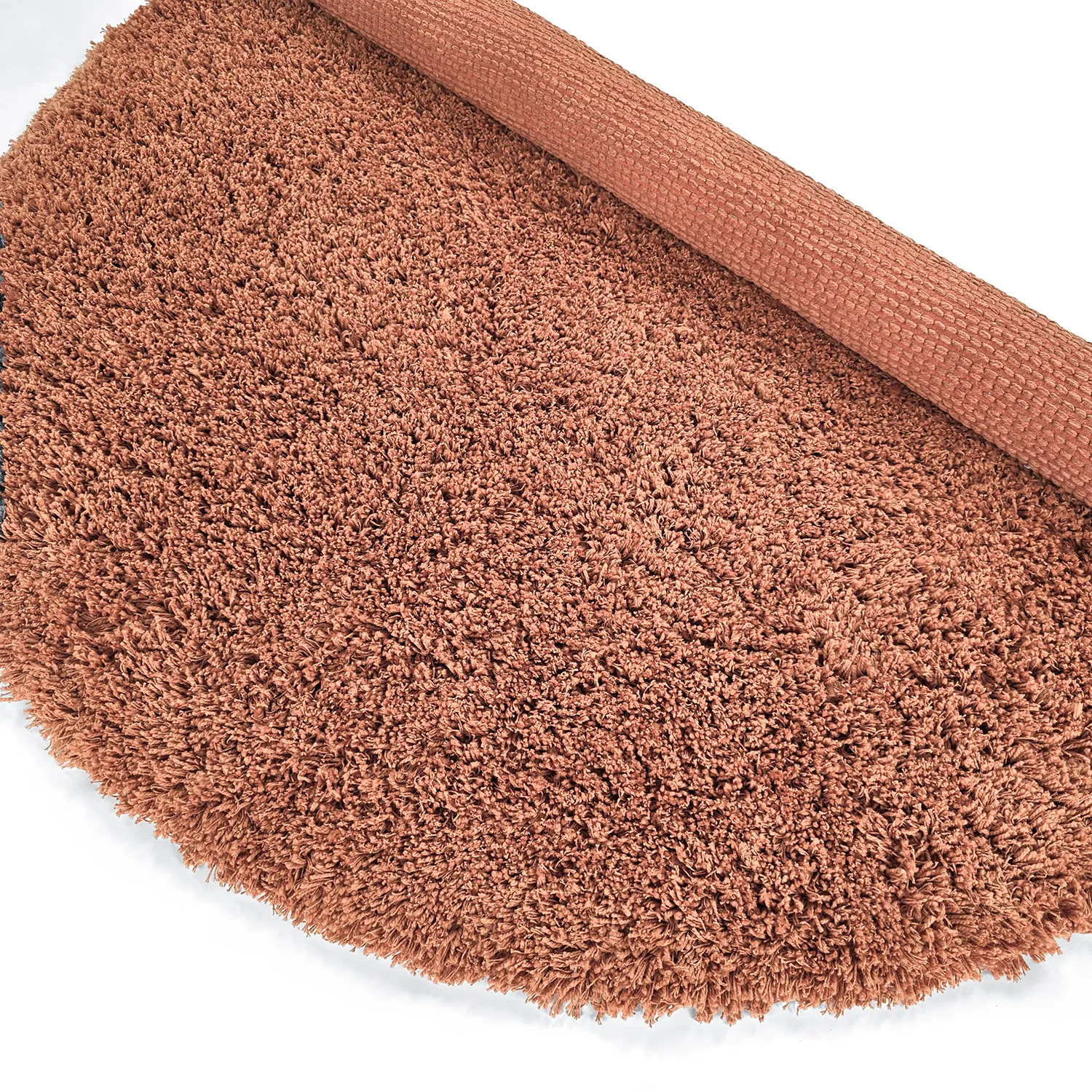 Tapete redondo - Combarro Solid Cotton Shaggy (laranja claro)