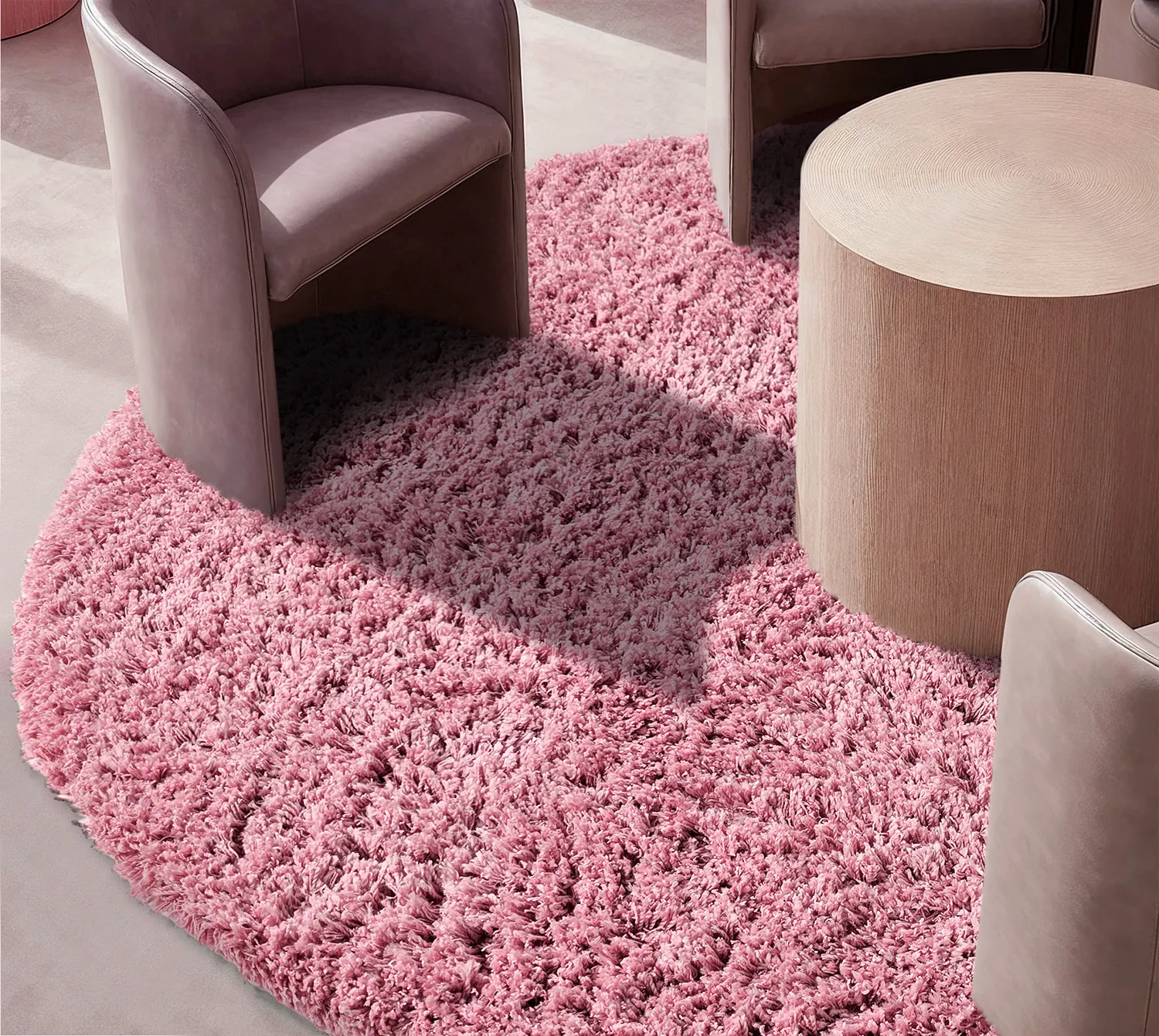 Tapete redondo - Combarro Solid Cotton Shaggy (rosa claro)