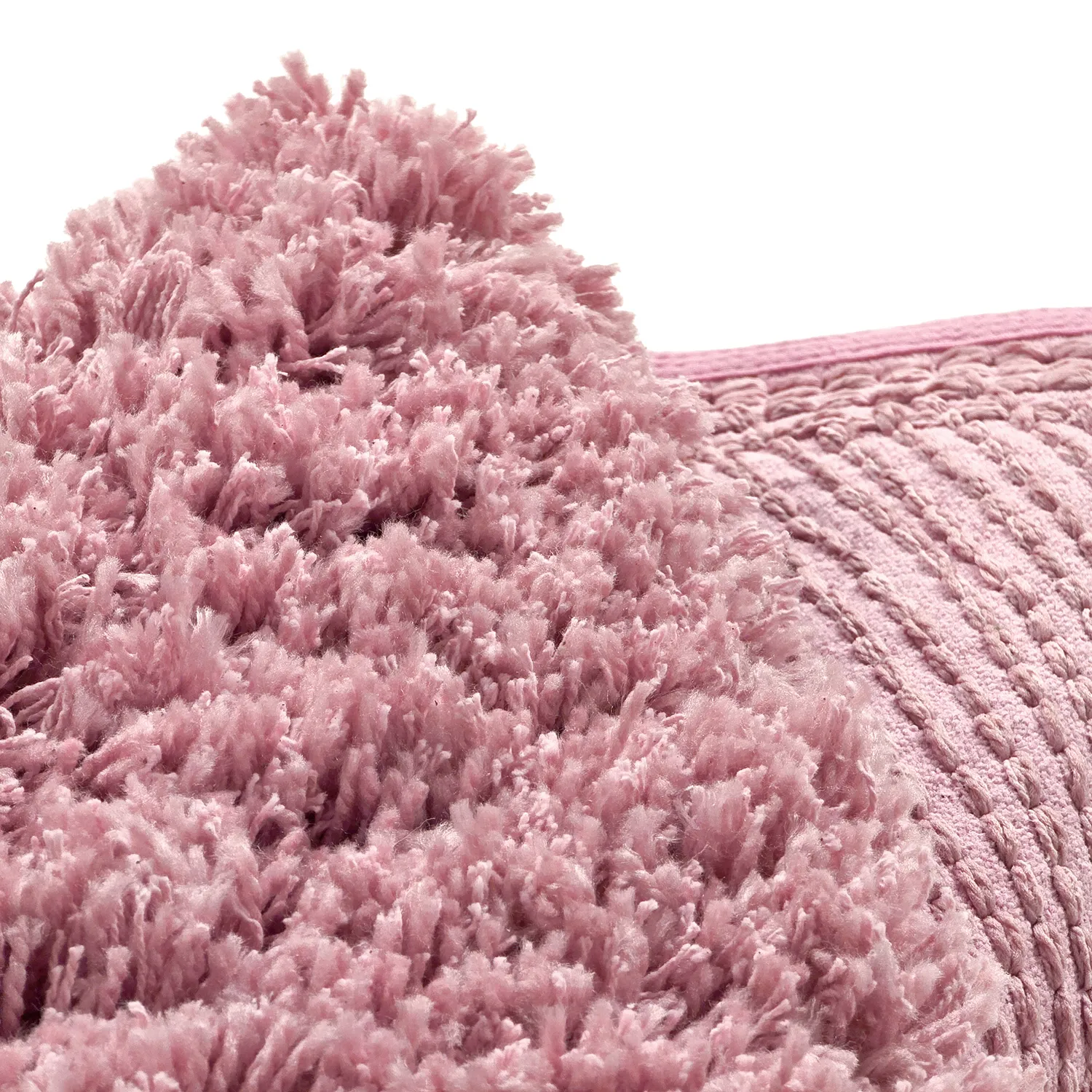 Tapete redondo - Combarro Solid Cotton Shaggy (rosa claro)