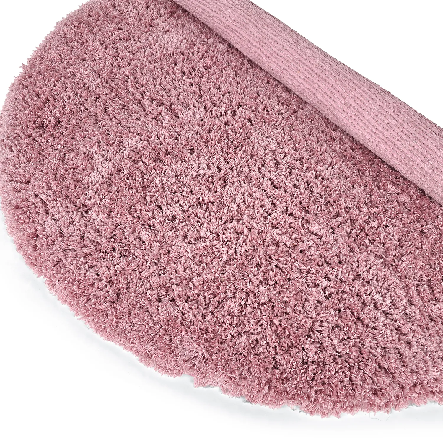 Tapete redondo - Combarro Solid Cotton Shaggy (rosa claro)