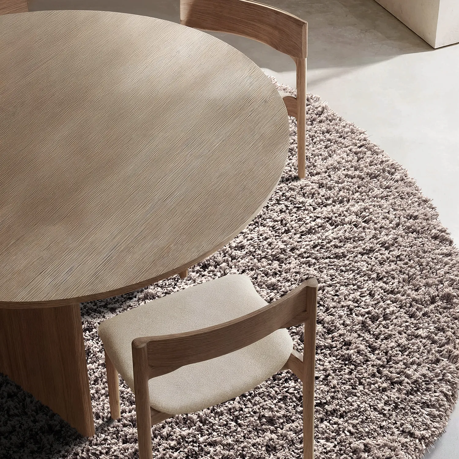 Tapete redondo - Combarro Solid Cotton Shaggy (taupe)